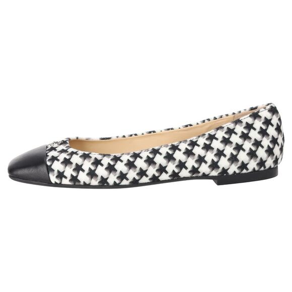Jimmy Choo Gisela Square Toe Star Houndstooth Print Flats in Black Leather - Picture 4 of 9